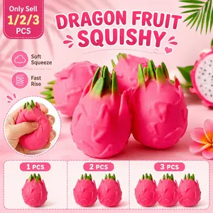 1/2/3 Dragon Fruit Squishy, Fast Rising Stress Relief Simulation Fruit, Anxiety Sensory Stress Squishy Hand Toys, Soft Squishy Stress Balls, Classroom Prizes, Calming Adults Fidget Toys, Fidget Squeeze