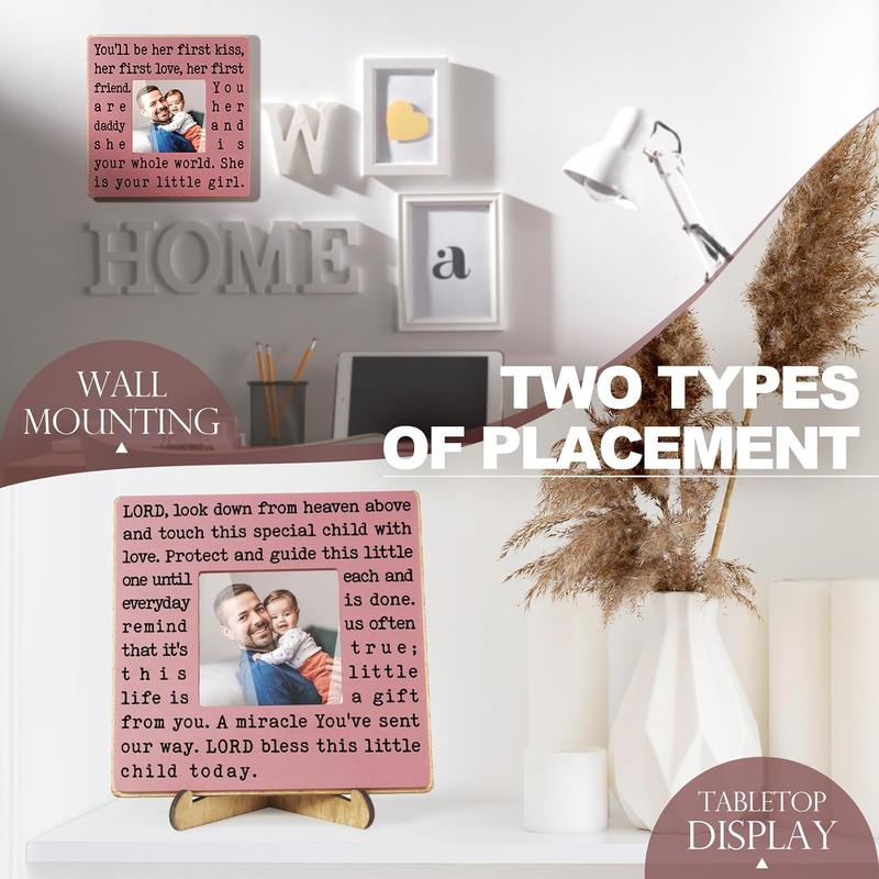 First Time Dad Gifts from Daughter Wife - New Dad Picture Frame for Father's Day, Birthday, Christmas, Valentine's Day - Daddy to be and Me 4x4 Girl Dad Frame for Expecting Father