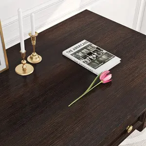 Dark Brown Wood Contact Paper - Thick Textured Vinyl for Countertops/Cabinets, Waterproof Peel & Stick (Easy No-Residue Removal)