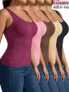 Women's Seamless Sleeveless Shapewear Tank Tops, Breathable Comfortable Casual Daily Wear, Elastic Soft Fabric, All Seasons