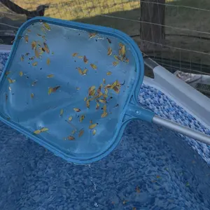 Swimming Pool 5 Foot Leaf Skimmer Net with 5 Aluminum Pole Sections - Fine Mesh Netting for Fast Cleaning of Debris - 60" Long, Above & In-ground Pool