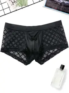 DrisQ Men Plaid Mesh Panel Boxer Brief