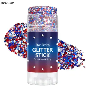 Glitter sticks featured classic red, white and blue hues. Shimmering sparkles can adorn hair and body, creating vivid festive looks. Perfect decorative supplies to liven up Independence Day parties and holiday gatherings.