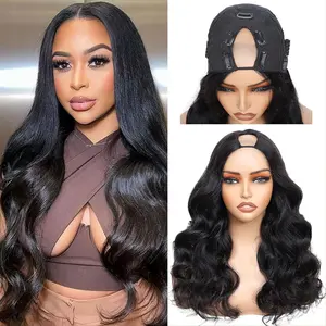 V Part Wig Human Hair Body Wave Upgrade U Part Human Hair Wig Invisible Drawstring Human Hair Wig 180% DensityUpgrade Glueless Straight V Part Human Hair Clip in Wigs Beginner Friendly No-Sew In No Glue Ready to Go Wig