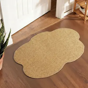 Irregular Cloud Shape Woven Rattan Entrance Mat, Minimalist Style, Non-Slip Absorbent Durable Scrubbing Doorstep Rug