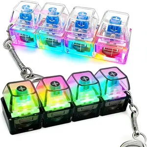 2 Pack Keyboard Fidget Keychain with LED Lights, Keyboard Fidget Toy, Keyboard Button Finger Clicker for Anxiety Relief