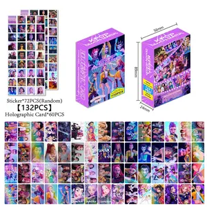 132 Pcs Kpop Anime Character Laser Photo Cards, Holographic Mini Stickers, Dual-Sided Lomo Cards, Durable Paper Material, Creative Gift Ideas