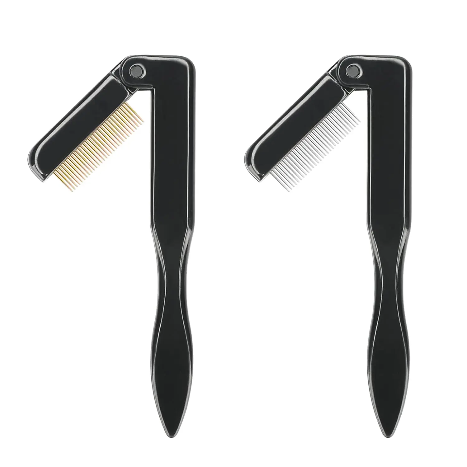 Folding Eyelash Comb, 2PCS Metal Teeth Eyebrow Comb Separator, Professional Makeup Tool for Defining Lash and Brow (Baby Pink)