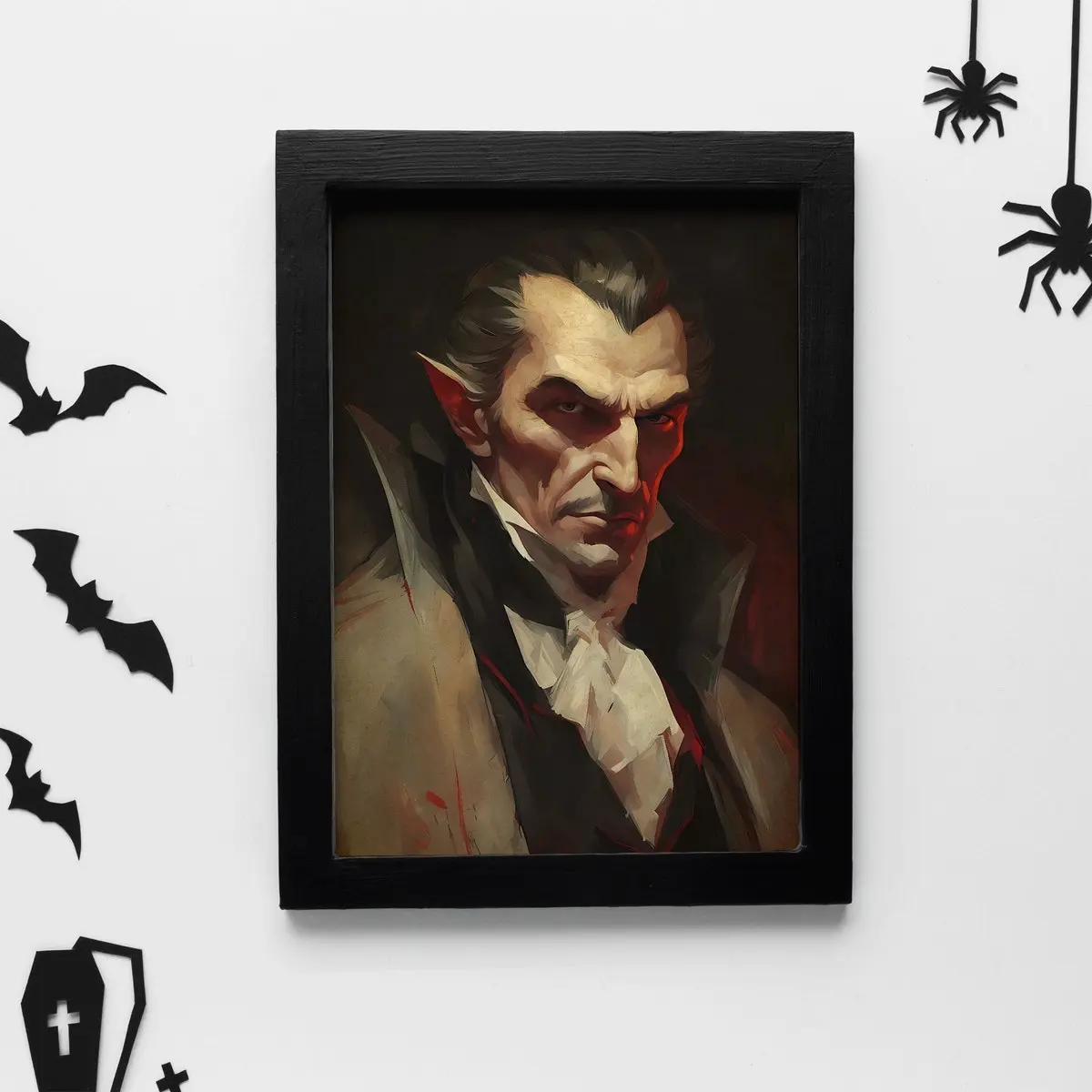 Dracula Vampire Gothic Wall Art Decor | Dark Academia Print | Gothic Vintage | Dracula Portrait Spooky Poster | Room Decor | 5 Sizes (8x12–27x40 inch) | Unframed
