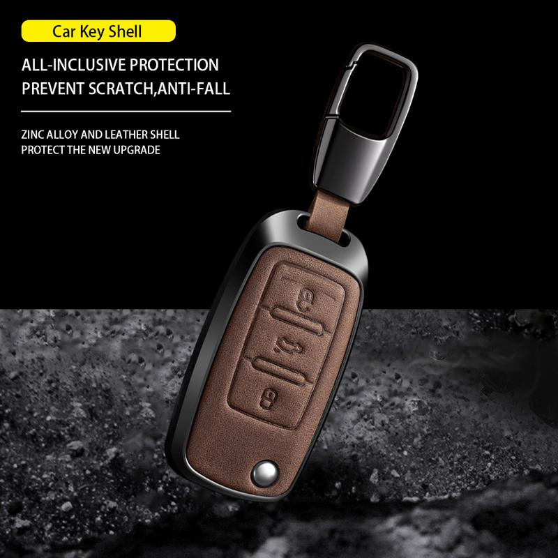 For Volkswagen Key Fob Cover Leather Car Jetta Golf Polo MK6 Passat Tiguan Beetle Key Case Automotive