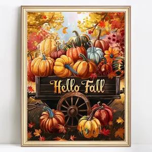 Fall Pumpkin Pattern DIY Diamond Painting Kits Colorful Painting Kit without Frame, 1 Set DIY 5D Diamond Colorful Painting, Wall Art for Home Living Room Bedroom Decor