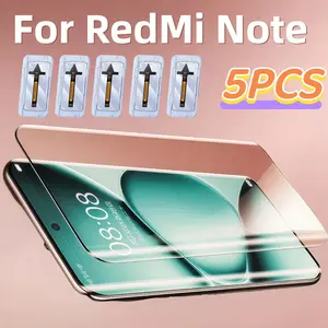 5-Pack HD Tempered Glass Smartphone Screen Protector for Redmi Note 13 Pro+/14 Pro/14 Pro+/15/15 Pro+, Ultra-Sensitive Fingerprint Unlock, 9h Hardness