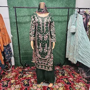 Party wear 3pc  pakistani bridal wear sharara suit