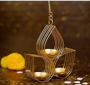 Metal Half Lotus Hanging Tealight Candle Holder, Decorative Home Decor Room Ornament, Ideal Gift for Home Supplies