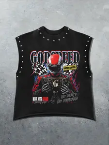 Men's Casual Vest with Trendy Motorcycle Champion Print, Comfortable & Stylish Design, Perfect Gift for Boyfriend, Durable Fabric