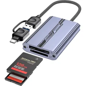 CF Express Type B & SD 4.0 Dual-Slot Card Reader, USB A/C to Type B CF Express Adapter, USB 3.2 Gen 2 10Gbps CFexpress B Memory Card Reader for Photographer, MacBook, Laptop, Tablet etc