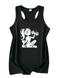 Fitness Girl Silhouette Graphic Racerback Tank Top