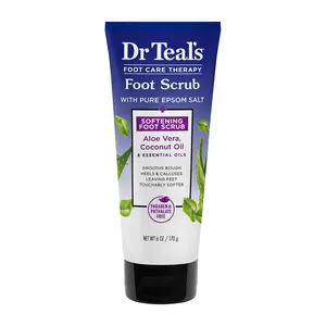 Dr Teal's Softening Foot Scrub with Pure Epsom Salt Aloe & Coconut Oil 6 Oz Gentle Exfoliating Formula for Smooth Nails