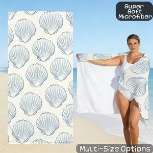 1pc Beach Towel, Soft Absorbent Skin-Friendly, Fresh Ocean Pattern, Non-Shedding, Ideal for Girls, Nature Lovers, Summer Travel, Pool Relaxation