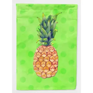 Carolines Treasures  Pineapple Green Polkadot Flag Canvas, House Size, Decor