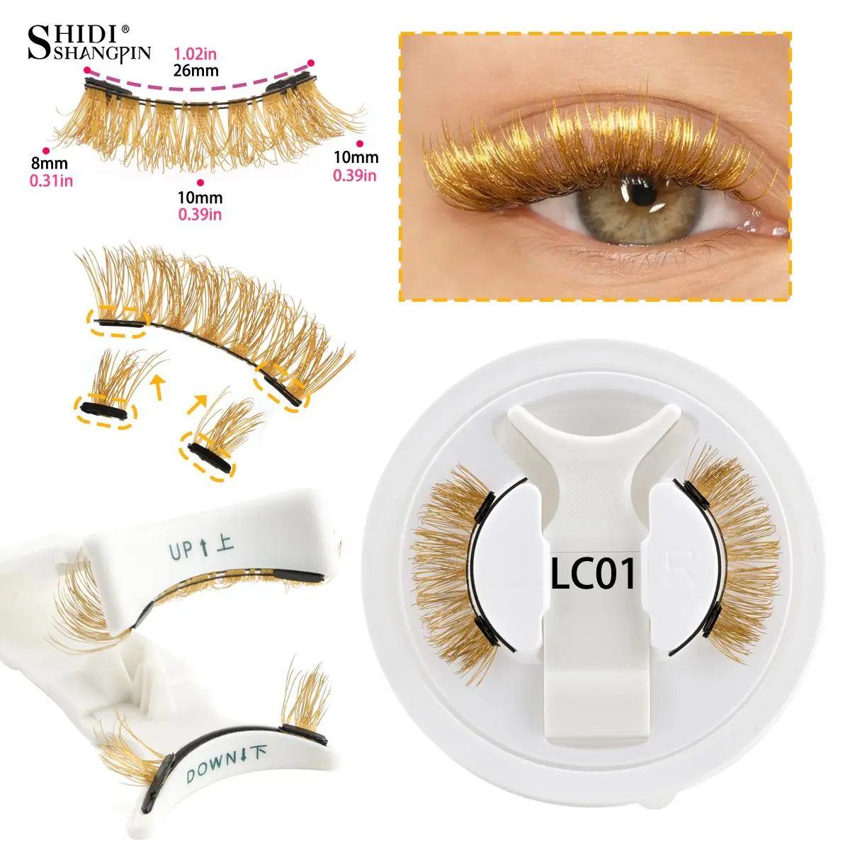 Reusable Colored Magnetic Eyelashes Dramatic Glitter False Eyelashes for Cosplay Party Makeup Faux Mink Lashes Extension Make up