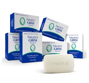 Grisi Neutral Hypoallergenic Bar Soap – Fragrance-Free & Dye-Free for Face & Body – Gentle Moisturizing Wash for Sensitive Skin – pH-Balanced Natural Cleanser – 3.5 oz | 6-Pack
