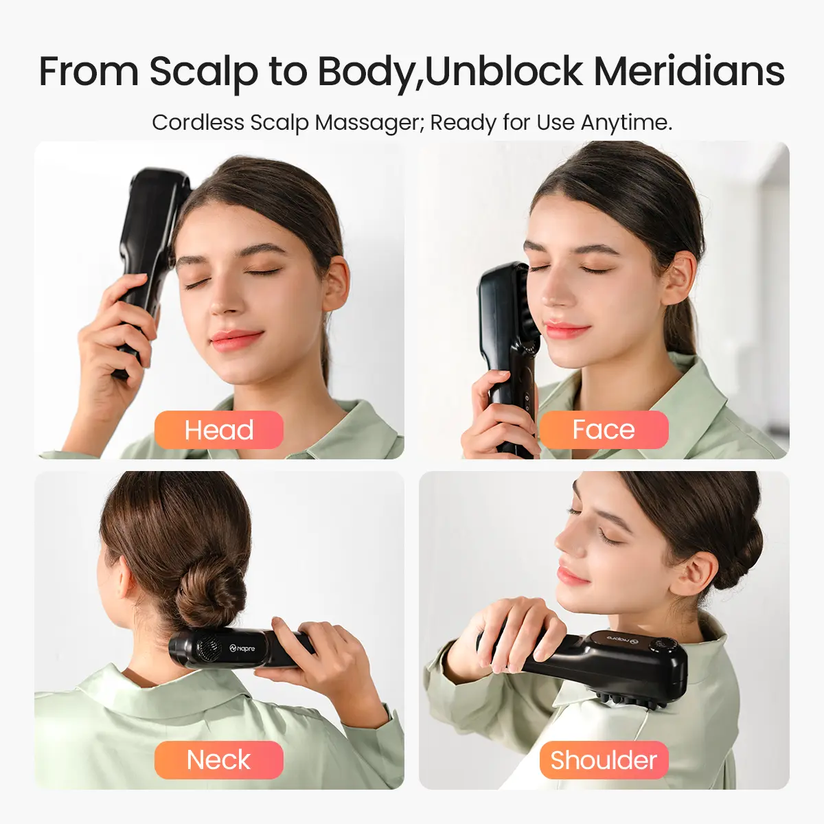 NAPRE Electric Scalp Massager, ASMR & Scalp Stress Relax, Cordless Handheld Head  Massager with Horizontal Vibration-5 Speed 2400 RPM for Head, Shoulder &  Body, Includes Charging Dock, Perfect Gift - TikTok Shop