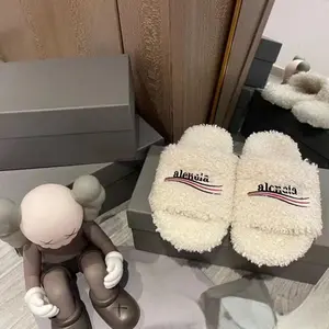 2026 Fashion Trend New Women's Comfortable Plush Slippers with Letter Embroidery Thick-Soled Lamb Wool Flat Sandals flip flop daily trainers match shoe party casual season everyday walk