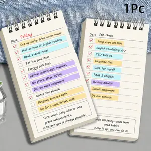 1Pc/4Pcs Spiral Daily Planner Notepad, Productivity Planner, Portable To Do List Notebook with Hourly Schedule, Checklist Pad, 60 Sheets Double Sided Pages, Compact PP Cover Planner for Office Desk, Study Notes, Time Management