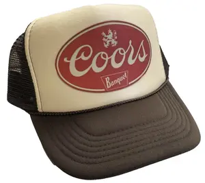 Coors Banquet Trucker Hat | Adjustable Trucker Foam Brown Hat | Trendy Trucker Mesh Hat | Retro Vintage Trucker Hat | Snapback Hat Mans