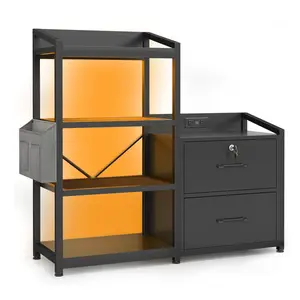 Sikaic 35.4 Inches LED File Cabinet Black