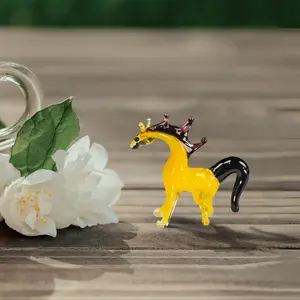 Yellow Horse Figurine, Mini Glass Murano Quality Lampworking Glass Figurine, Hand Made In Ukraine, A Great Addition To Your Collection