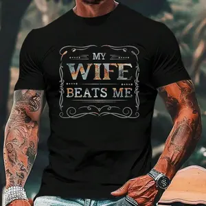 My Wife Beats Me T-Shirt, Husband Shirt, Vintage Husband and Wife Shirts, Casual Outfits, Men's Casual Shirts, Father Day Shirt, Menswear & Womenswear