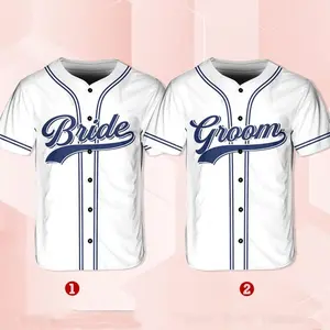 Bride And Groom Baseball Jersey, Custom Matching Couple Jersey, Baseball Jersey For Engagement, Married Couple, Wedding Jersey 9ZRMM