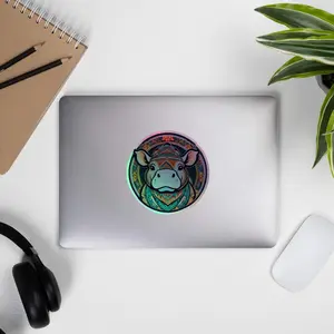 Boho Hippo 3 Holographic stickers