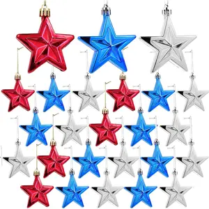 24 count 4th of July Patriotic  Ornaments for Tree - Independence Day   Ornaments Blue Red Mini Tree Ornaments for Patriotic Independence Day Labor Day Christmas Decor