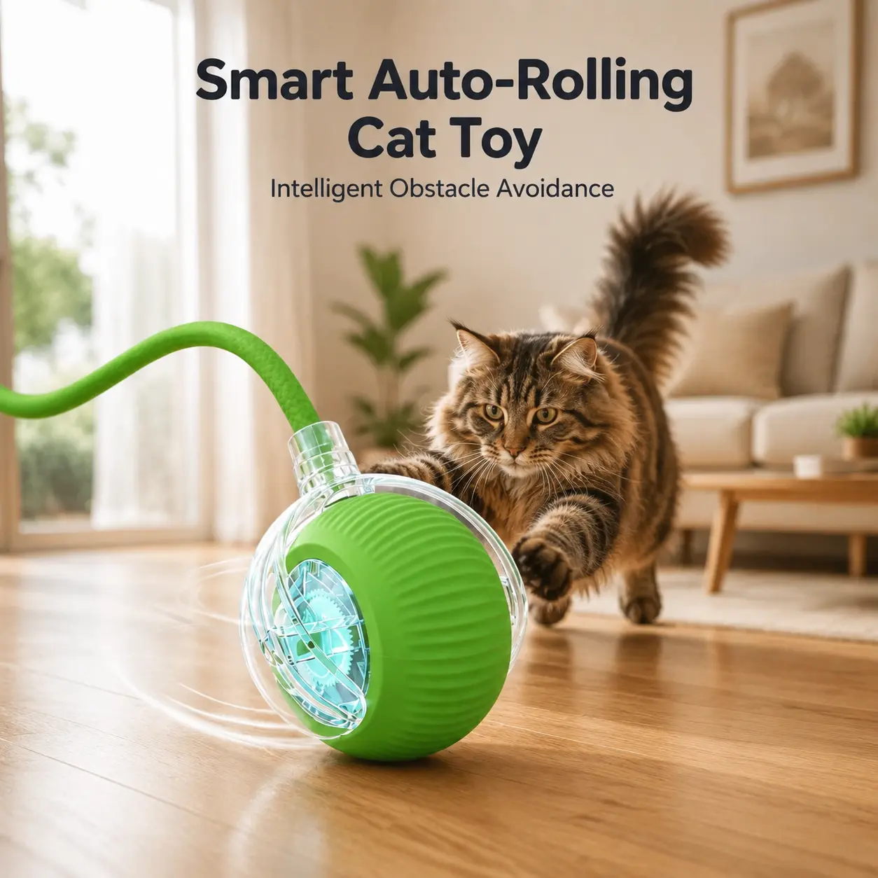 Smart Auto-Rolling Interactive Cat Ball Toy, Automatic Moving Solo Play Entertainment for Indoor Kittens & Cats