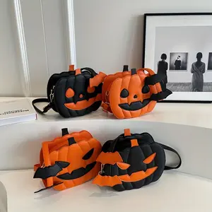 Perfect Satchel Funny Pumpkin Halloween Crossbody Bag with Contrast Color Shoulder