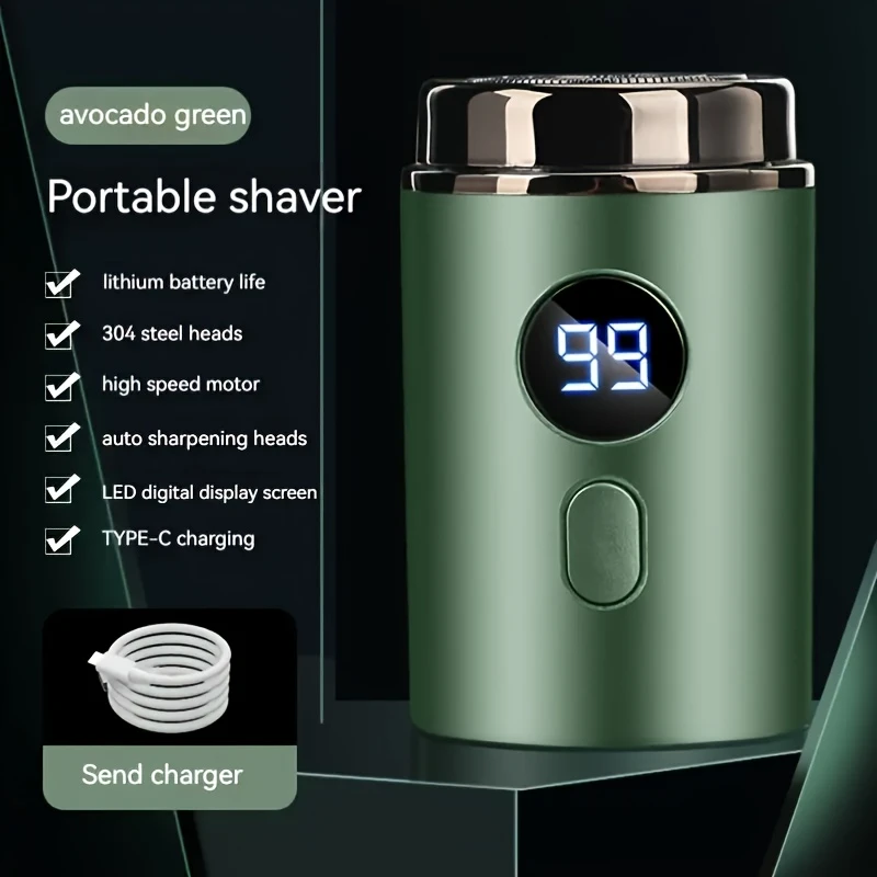 Portable electric shaving kit, small waterproof men's shaving tool, electric shaving device, rechargeable beard trimmer, double-blade shaving razor