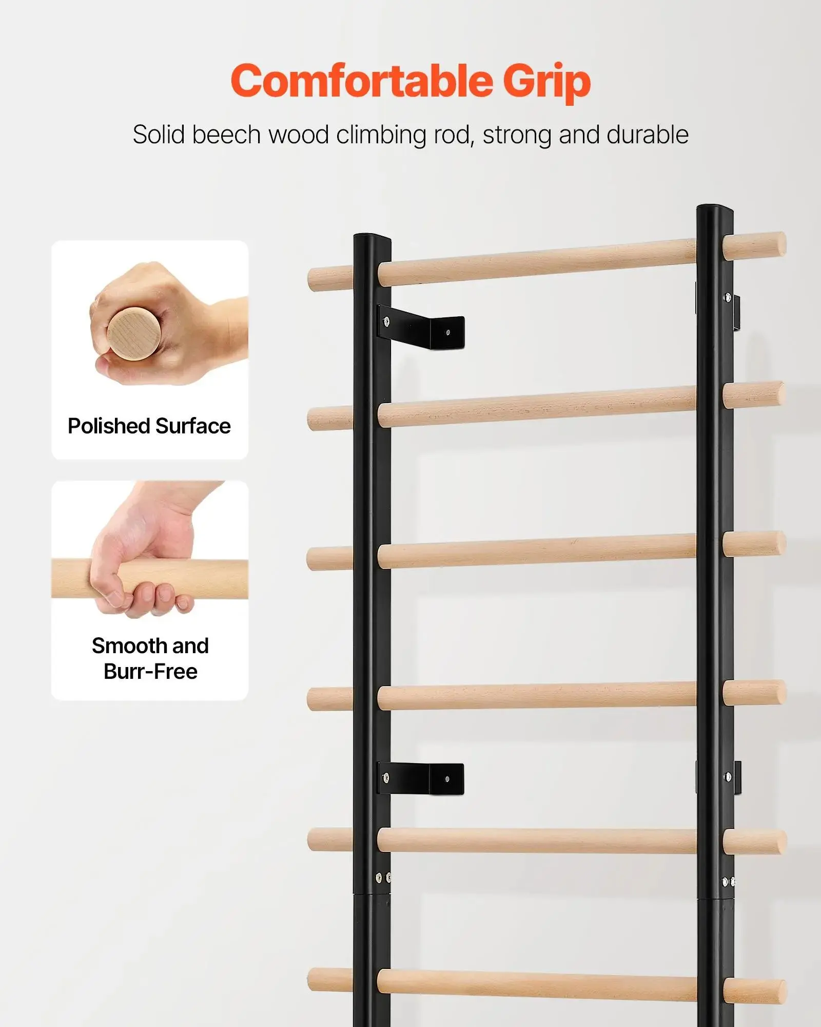 VEVOR Swedish Ladder Wall Gym, 9-Level Swedish Ladder Suspension ...