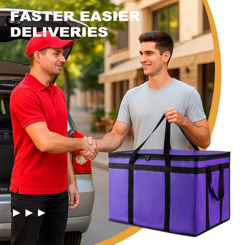 Insulated Food Delivery Bag – Commercial Large Capacity Hot & Cold Tote, XXXL Pizza Warmer Cooler for Doordash, Catering & Party Supplies