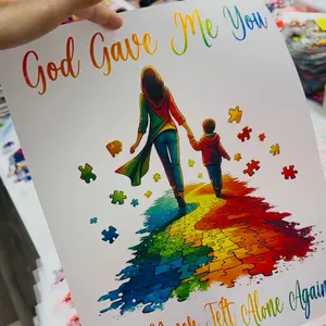 GOD GAVE ME YOU DTF TRANSFER 1PC Exclusive Design for Professional Heat Press Application Autism Boy Mom Art