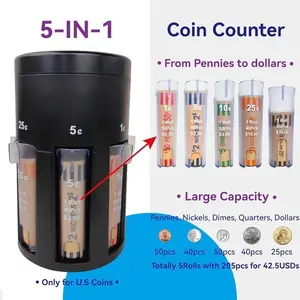 Multifunctional Coin Sorter Counter, Rotating Base Coin Classifier for Office Kids Savings Home Storage, Coin Bank, Saving Box, No Battery Required