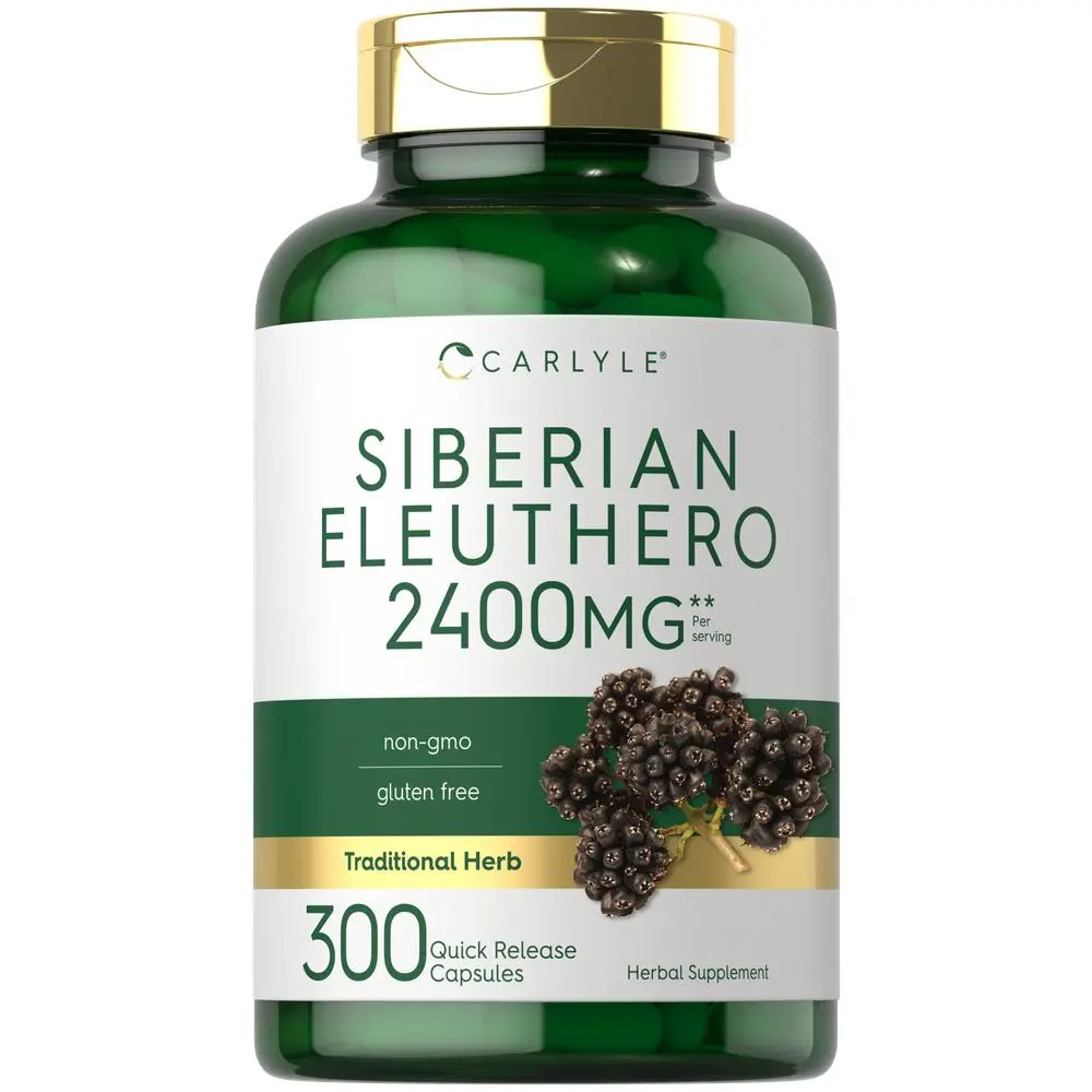 Carlyle Siberian Eleuthero | 2400mg | 300 Capsules | Non-GMO and Gluten Free Formula | Siberian Ginseng | Traditional Herbal Supplement Carlyle Siberian Eleuthero | 2400mg | 300 Capsules | Non-GMO and Gluten Free Formula | Siberian Ginseng | Traditional Herbal Supplement