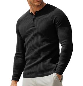 Lehmanlin men's muscle Henry long-sleeved fall outfits slim-fit cotton underwear warm  wear T-shirt light fashion casual breathable elastic soft Stretchy Menswear Socks Thermal