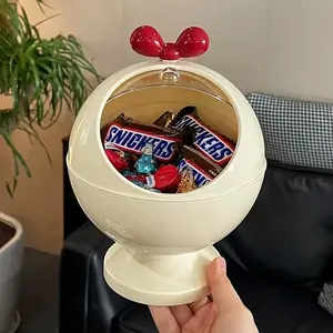 Versatile Cream Plastic Storage Box with Transparent Lid – Great as Candy Dispenser, Desk Organizer & Drawer Container for Home