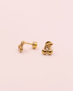 18k Gold Cherry Stud Earrings