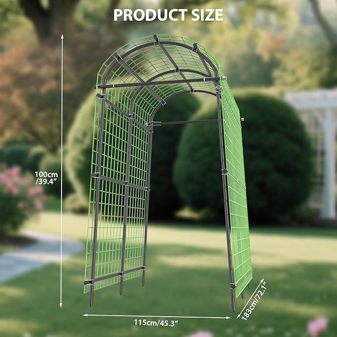 Adjustable Metal Garden Arbor Trellis with Netting – Heavy Duty, Weather-Resistant Pergola Arch for Climbing Vines, Vegetables, Flowers – Easy Install for Outdoor Patio & Event Decor Adjustable Metal Garden Arbor Trellis with Netting – Heavy Duty, Weather-Resistant Pergola Arch for Climbing Vines, Vegetables, Flowers – Easy Install for Outdoor Patio & Event Decor