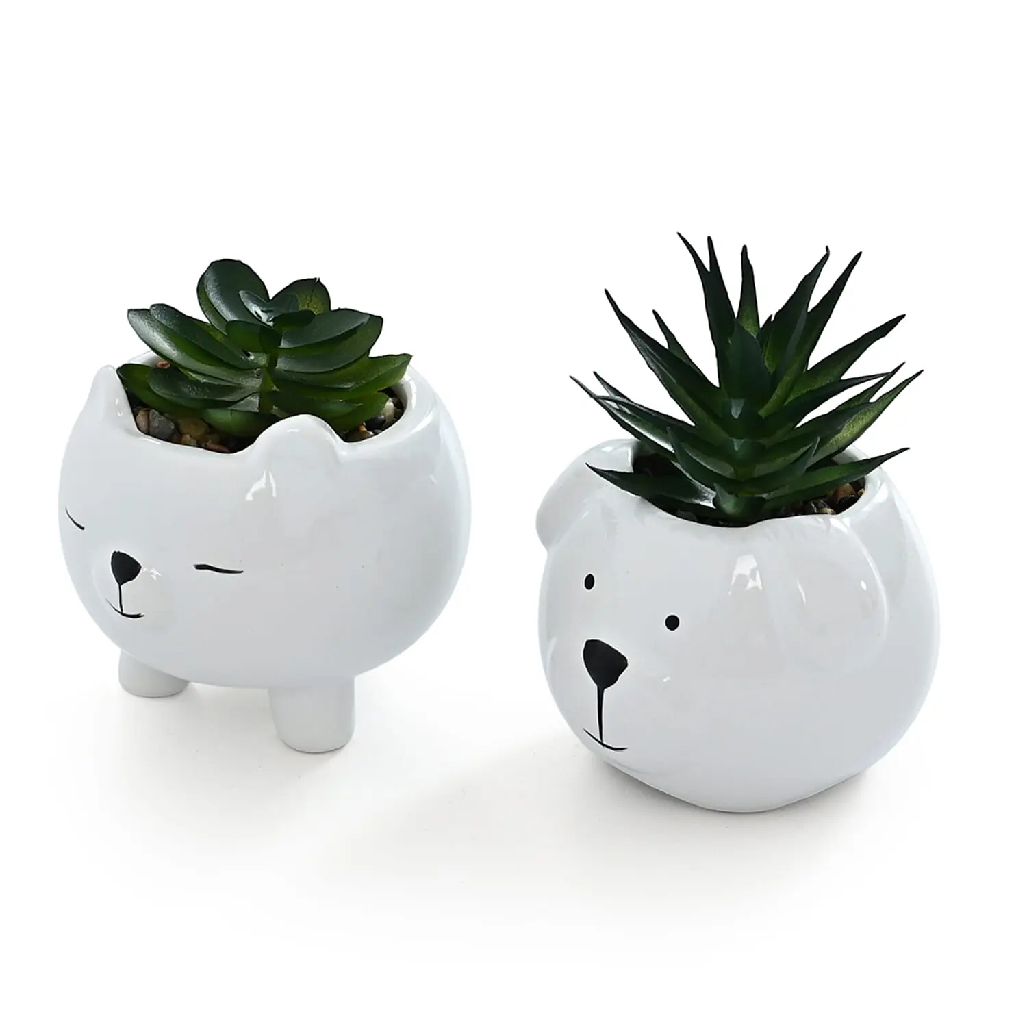 Livmore Artificial Bear Succulent Set of 2 Flower Pot