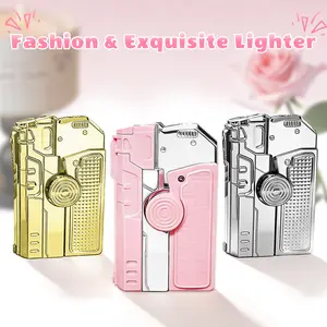[No Gas] Stylish Colors Windproof Lighter,Multi-Functional,Refillable,Adjustable, Durable Spinning Top Design, Home Candle Lighting & Outdoor Camping Helper, Creative Birthday&Anniversary Gift for Mom,Wife,Girlfriend